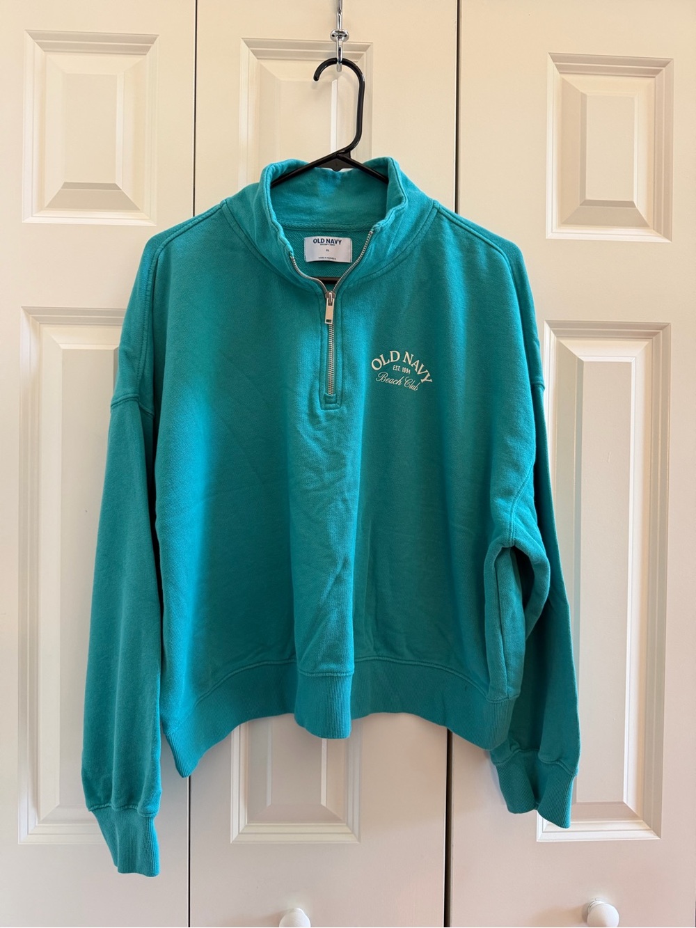 Old Navy Teal Beach Club Cropped Pullover - Size XL